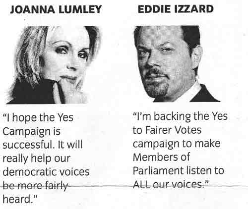 Lovely Lumley and a bloke who wears lipstick.