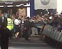 It goes backwards and forwards. It appears not to do anything else except flap it's things a bit.